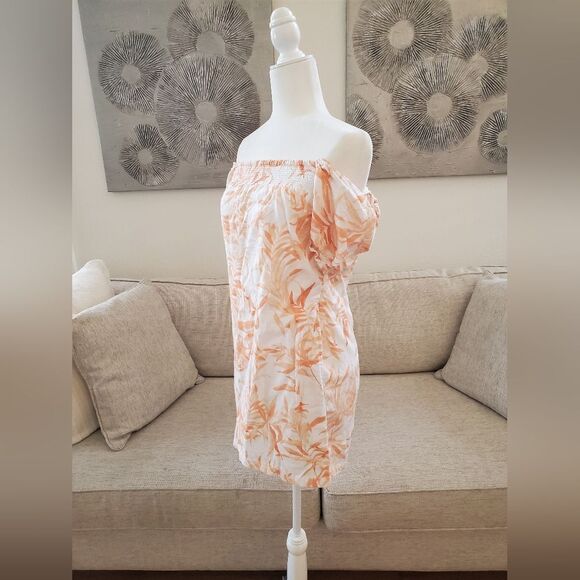 Abercrombie & Fitch Off Shoulder Tropical Linen Blend Dress sz Sm - Picture 3 of 11